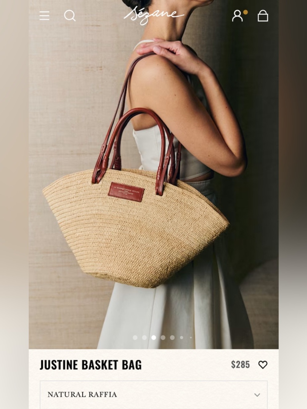 Like new! Sezane JUSTINE BASKET BAG - Natural Raffia bag only, no dust bag. $278